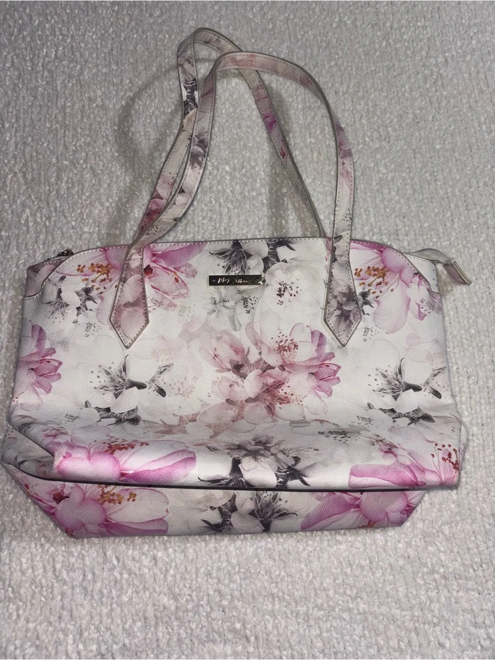 Betsey Johnson Pink and White Floral Tote